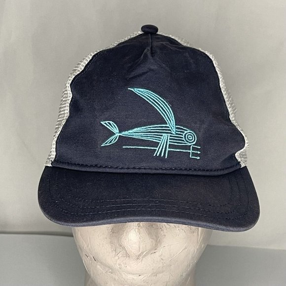 Patagonia Blue Geodesic Flying Fish Trident Mesh Back Adjustable Trucker Hat Cap - Picture 3 of 9